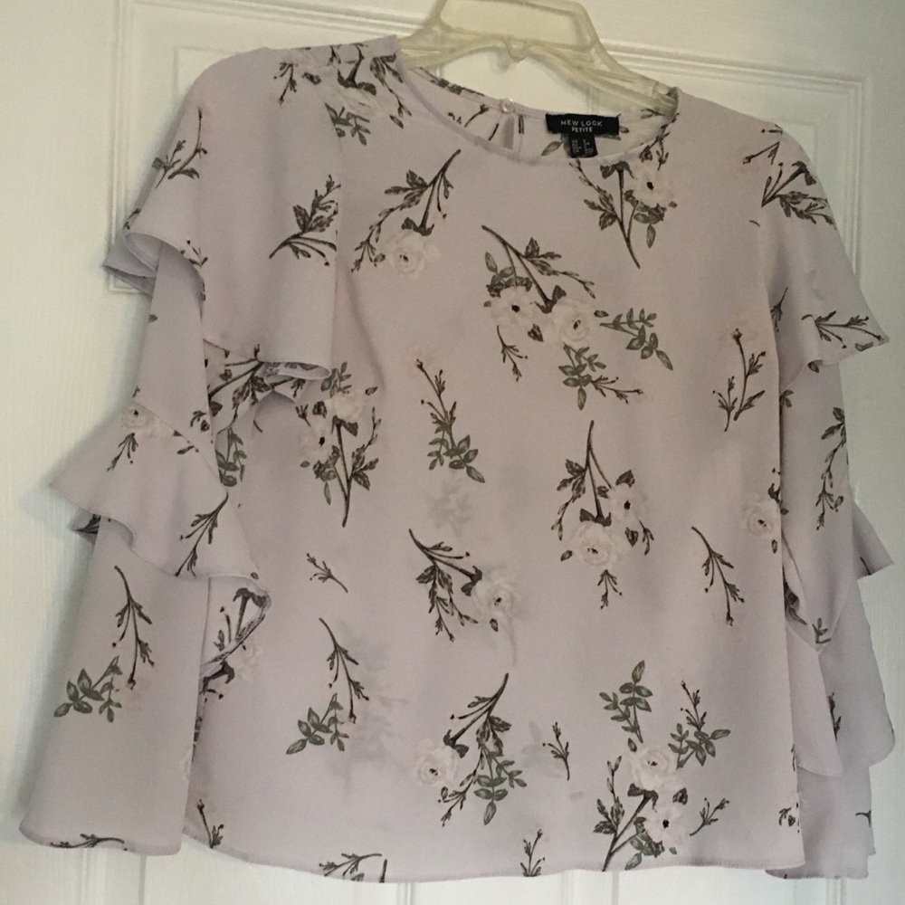 Gray floral top